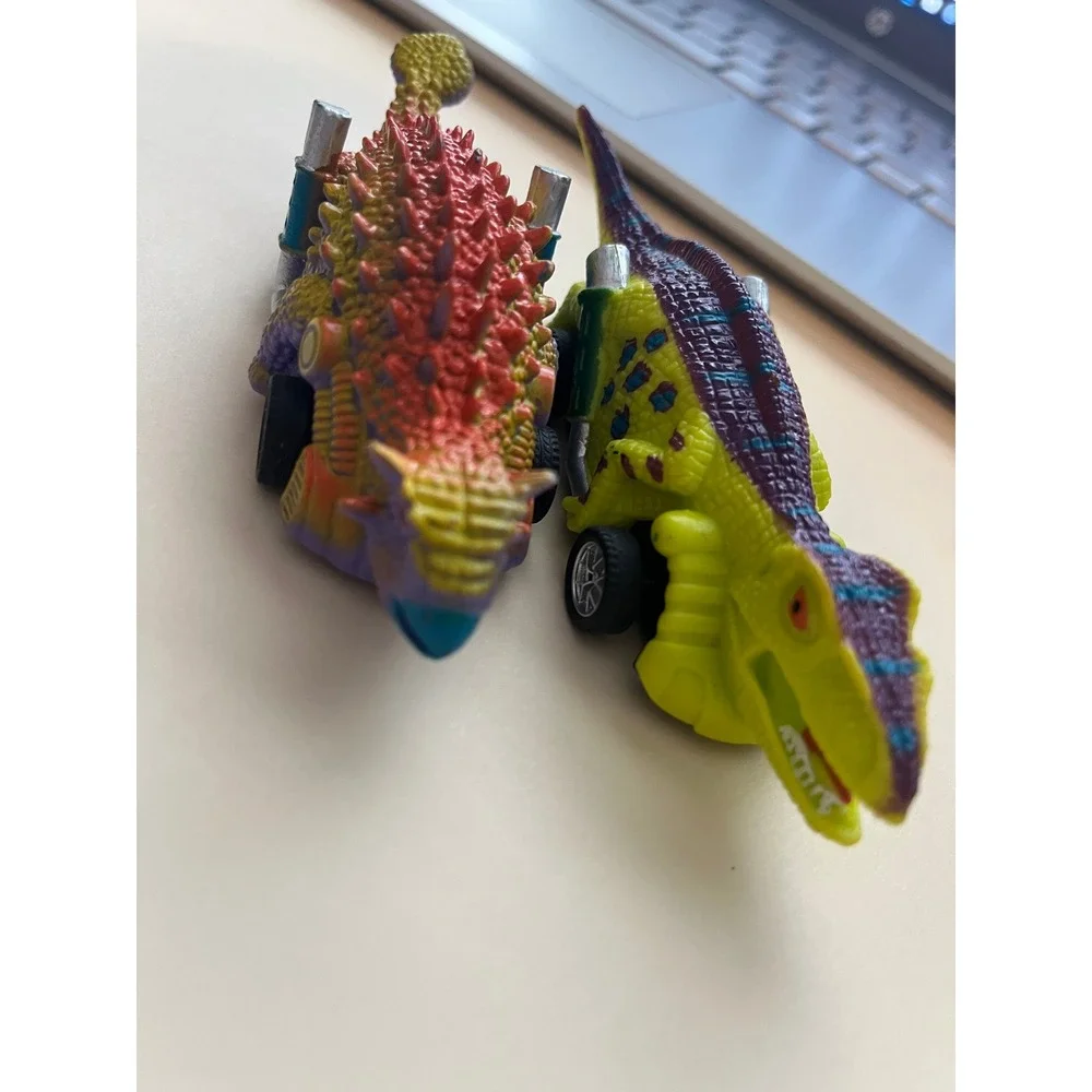 Dinosaur  Toy Car Set Ankylosaurus and T-Rex Monster Truck Figures 2pc